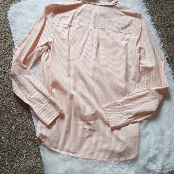J Crew button down Striped Peach Embroidered shirt Size Small - Picture 5 of 5